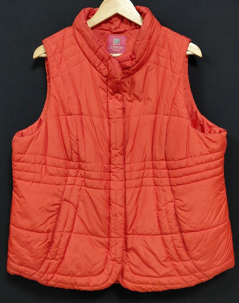 Faded Glory Women's Plus Orange Puffer Vest Solid Quilted